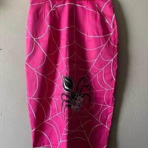 Vixen by Micheline Pitt Fuchsia Spider Web Pencil Skirt